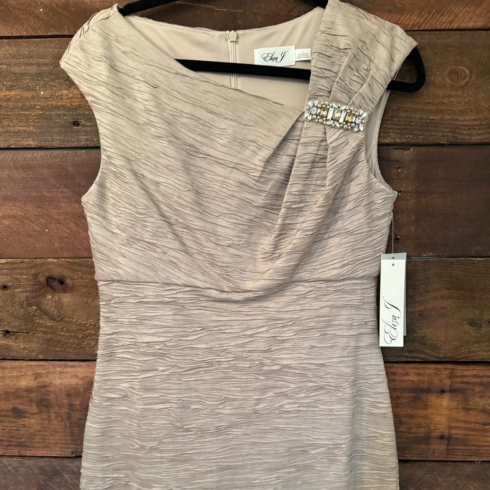 Tan dress with golden touches